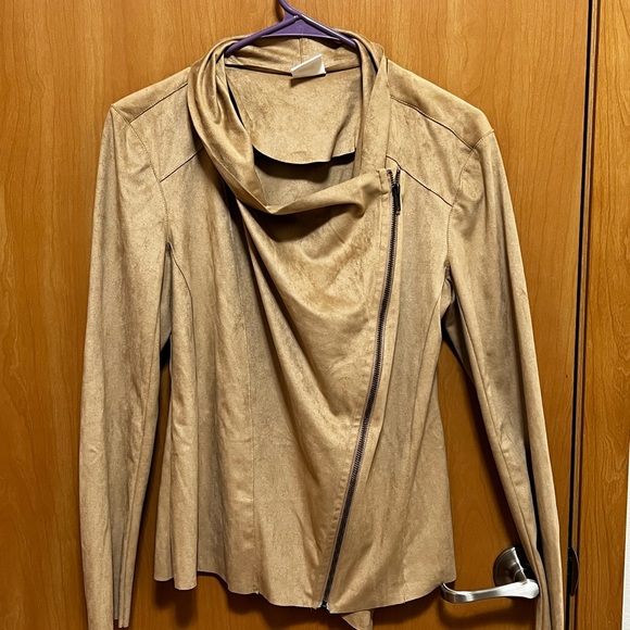 3/$25 - Mote Women's Lightweight Faux Suede Zip-up Drape Jacket - Small - Picture 1 of 5